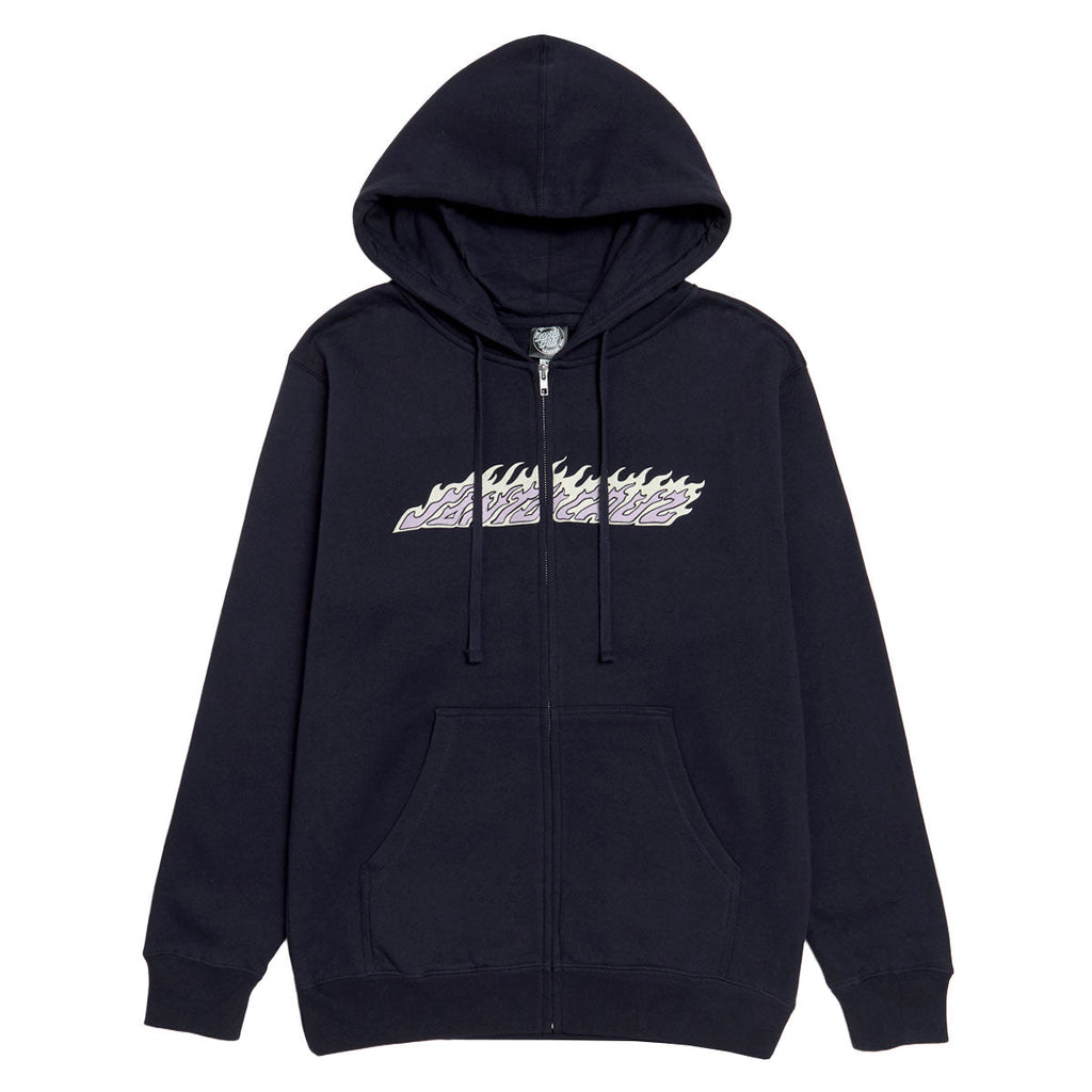 Santa Cruz Womens Flame Strip Center Zip Hoodie - Navy