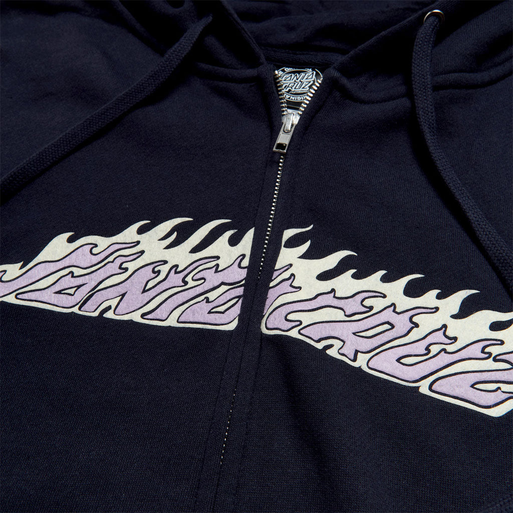 Santa Cruz Womens Flame Strip Center Zip Hoodie - Navy