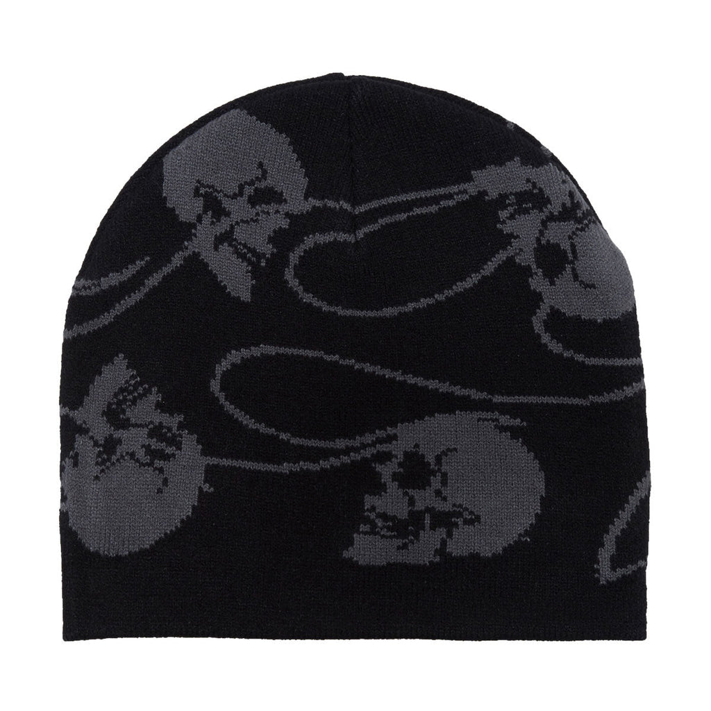 Creature Spiral Skull Skully Beanie - Black