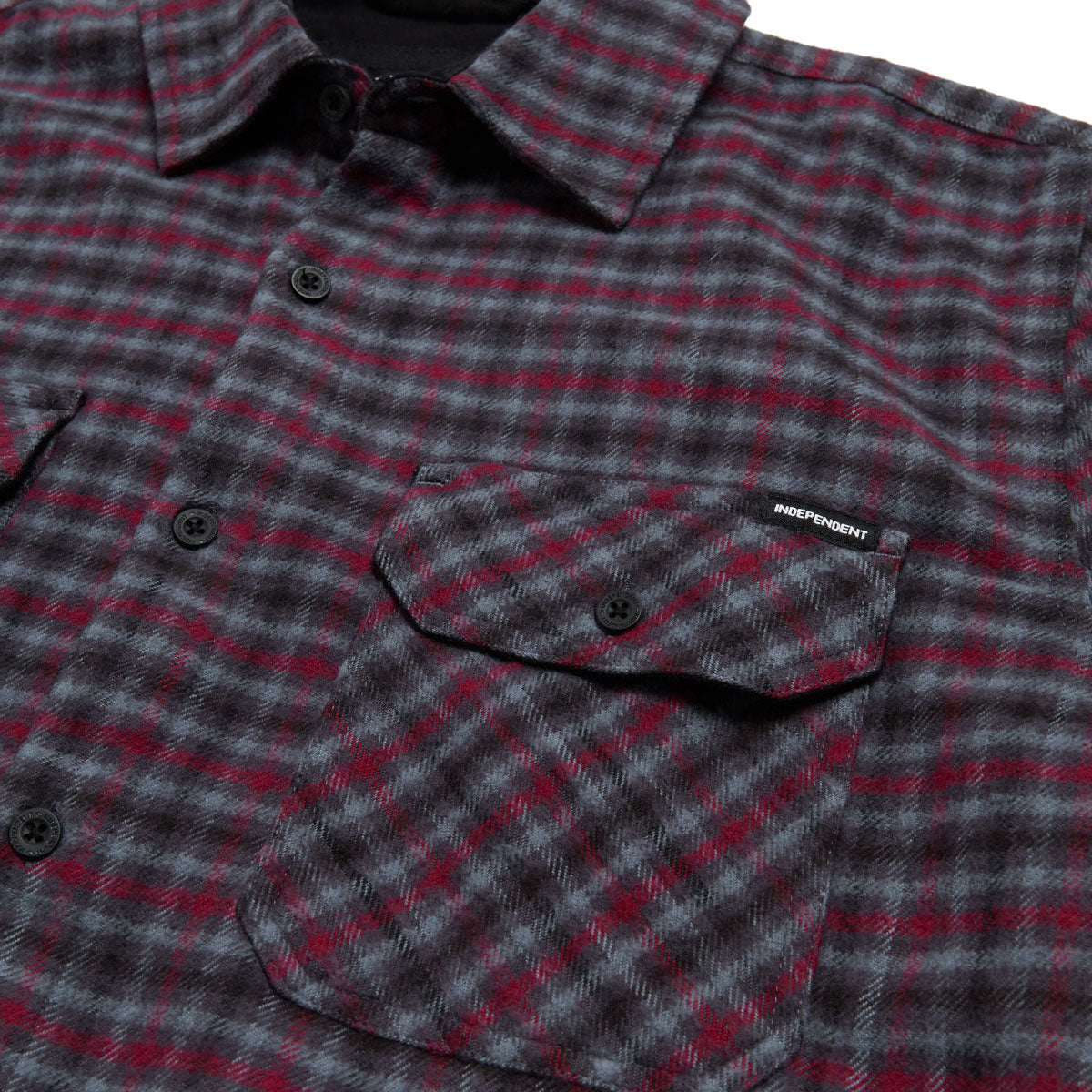 Independent Belmont Long Sleeve Flannel Shirt - Grey/Red/Black