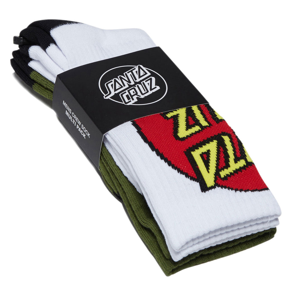 Santa Cruz Big Cruz Crew 2 Pack Of Socks - White/Army Multi
