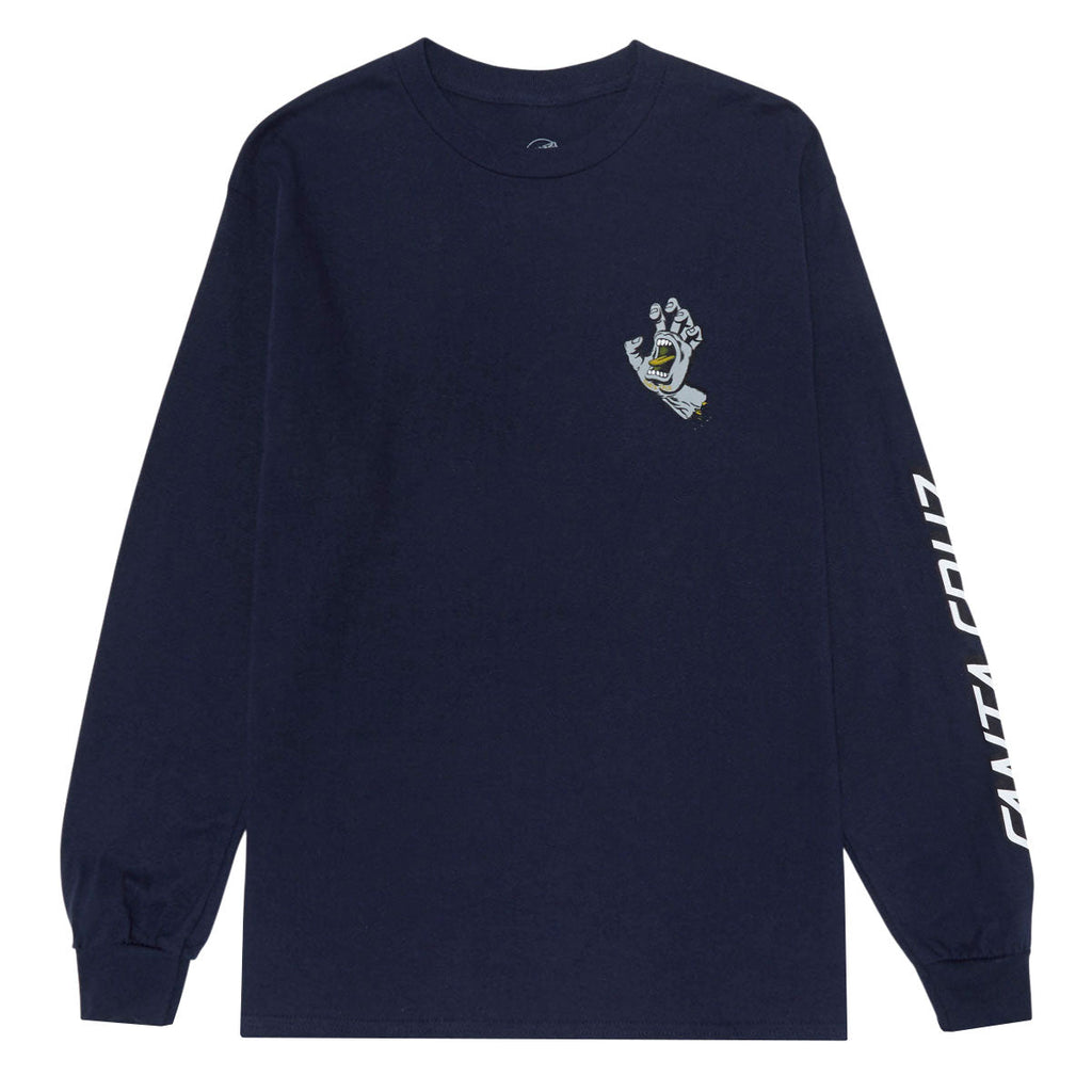 Santa Cruz Screaming Hand Long Sleeve T-Shirt - Navy/Grey/Gold