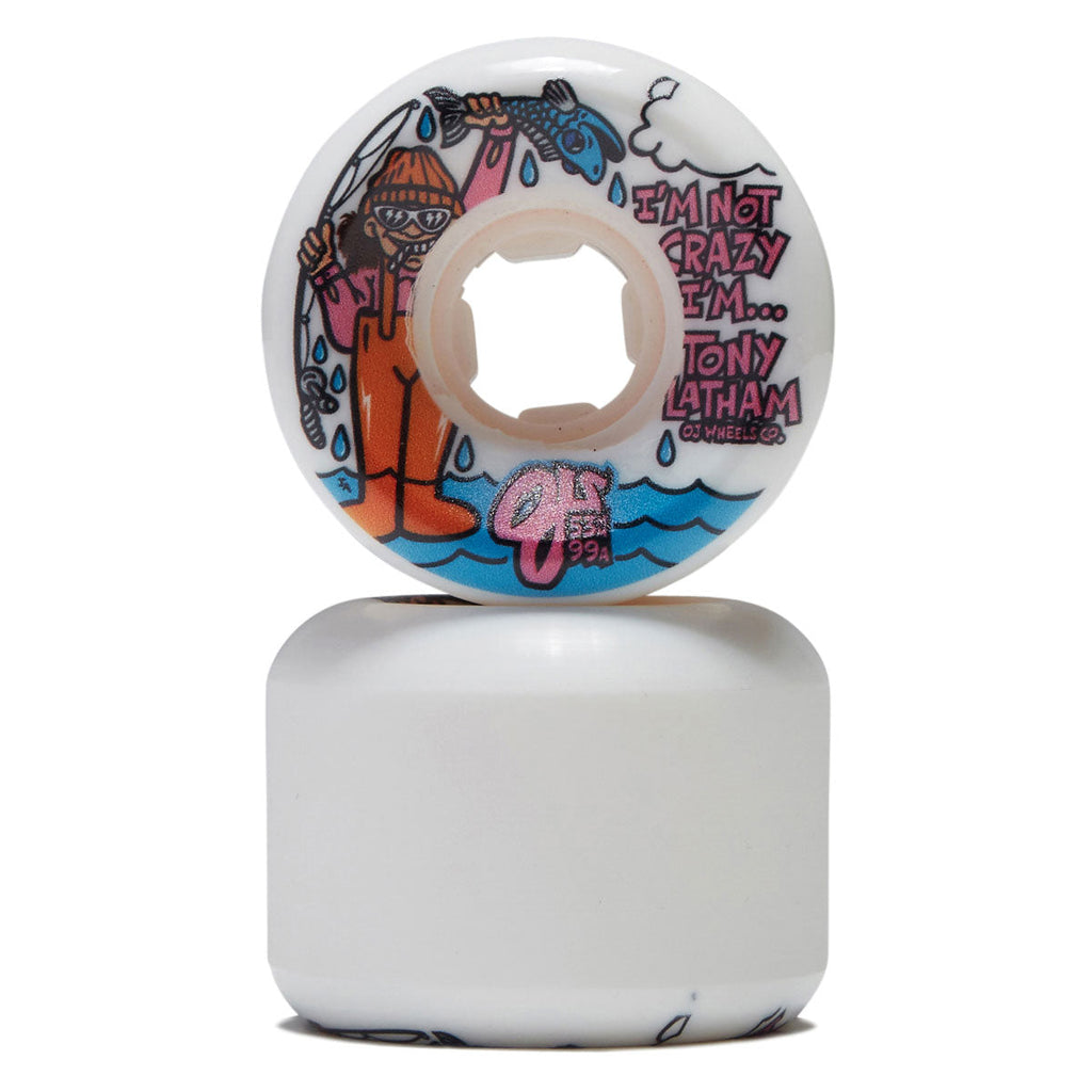 OJ Tony Latham Elite Full Combo 99a Skateboard Wheels - White - 53mm