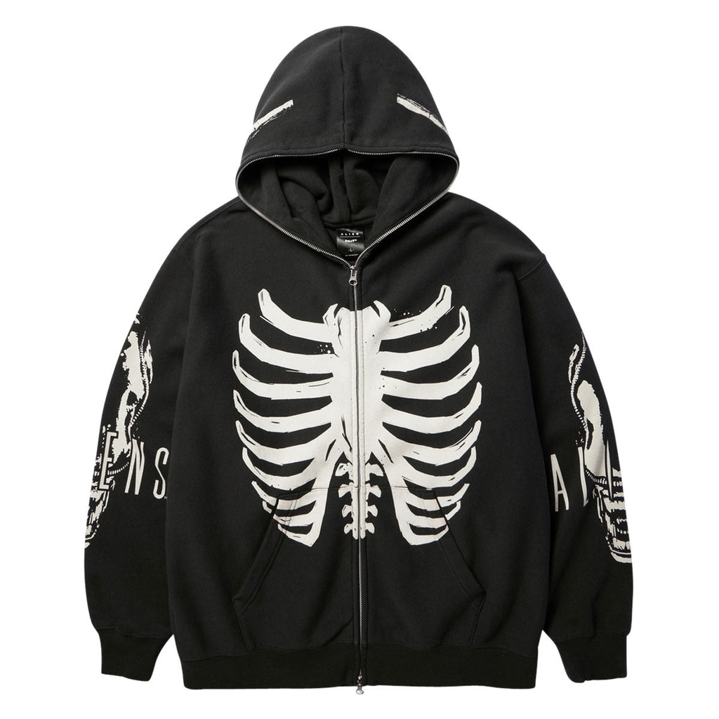 HUF x Aliens Facehugger Full Zip Washed Hoodie - Vintage Black