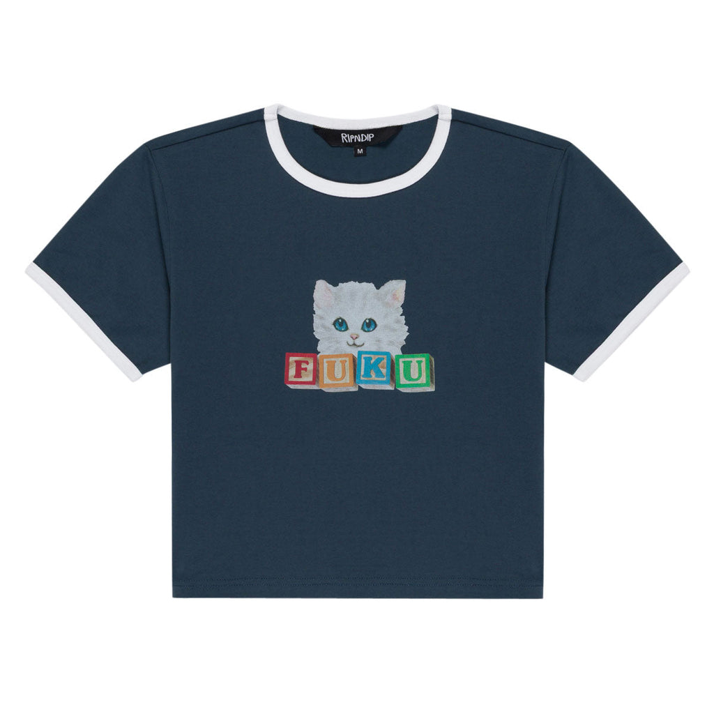 RIPNDIP Fuku Cropped Baby Ringer T-Shirt - Navy/White