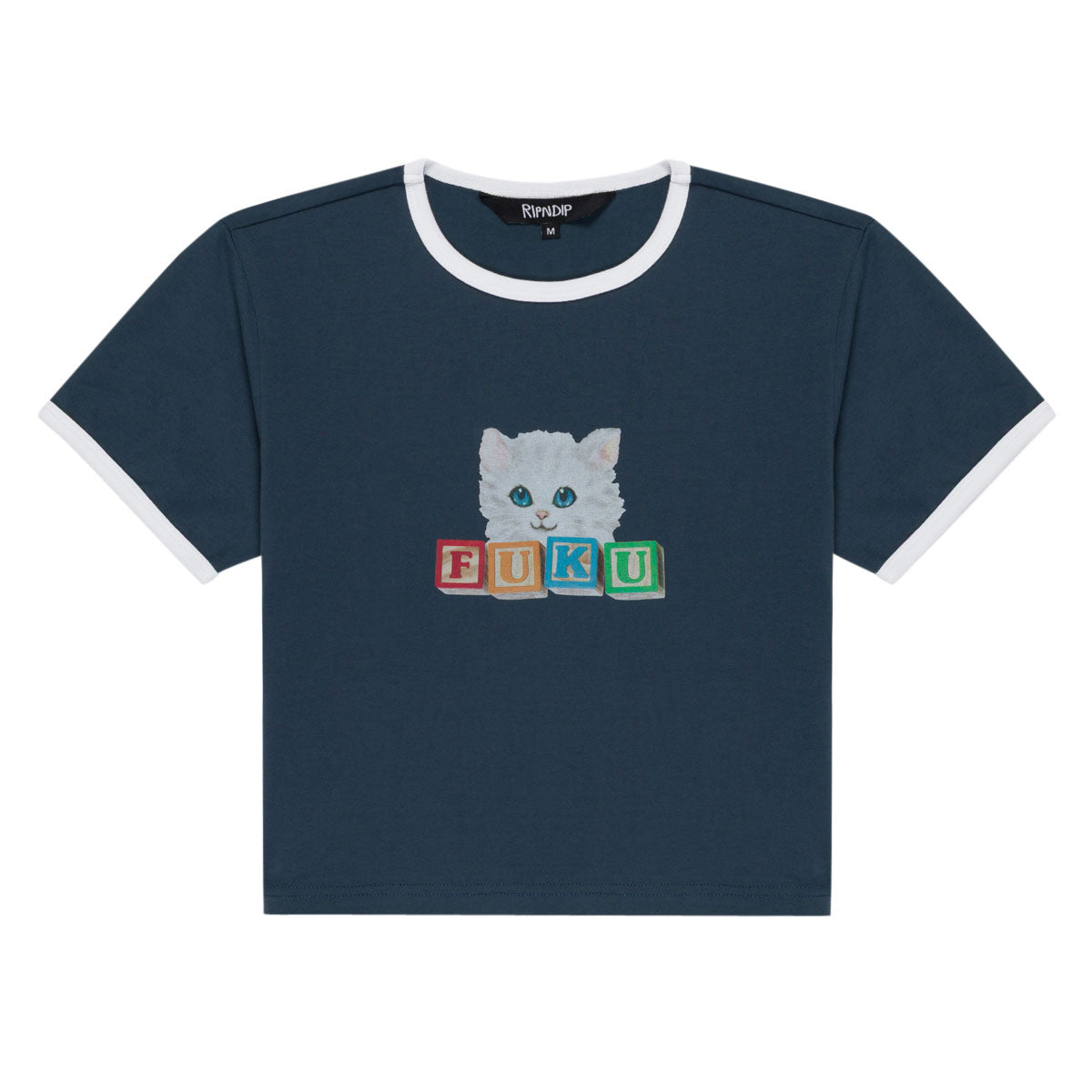 RIPNDIP Fuku Cropped Baby Ringer T-Shirt - Navy/White