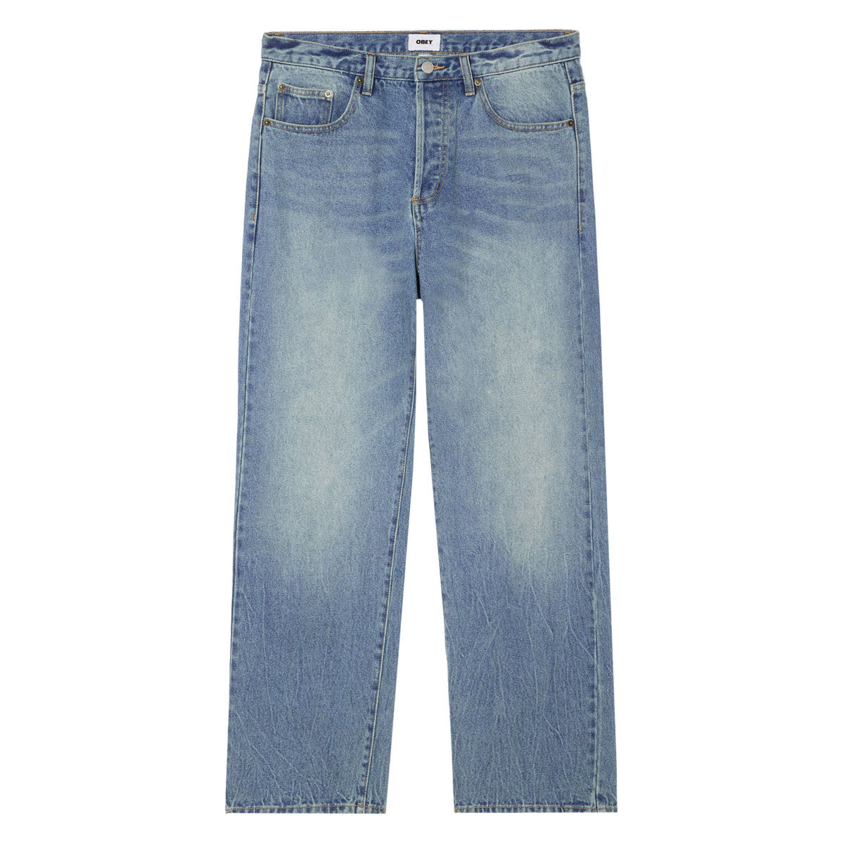 Obey Boxcar Straight Leg Denim Jeans - Heavy Vintage Indigo