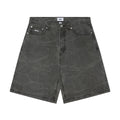 Obey Bigwig Baggy Denim Shorts - Black Wrinkle Wash