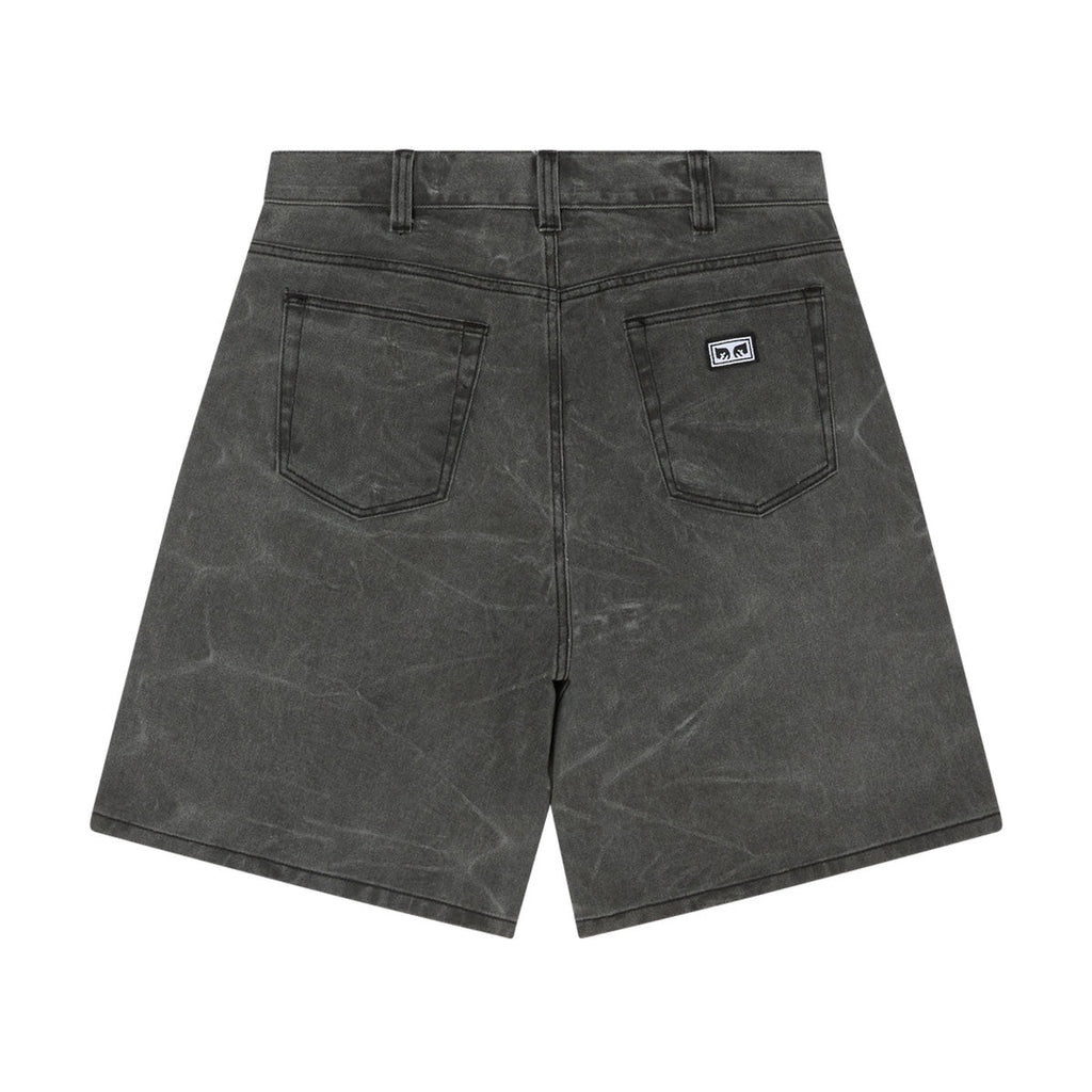 Obey Bigwig Baggy Denim Shorts - Black Wrinkle Wash