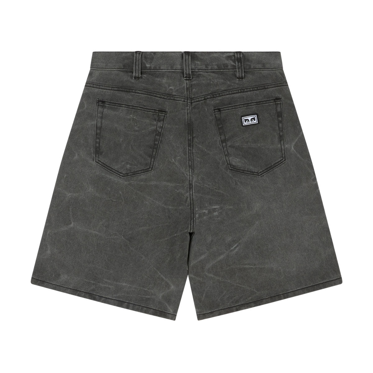 Obey Bigwig Baggy Denim Shorts - Black Wrinkle Wash