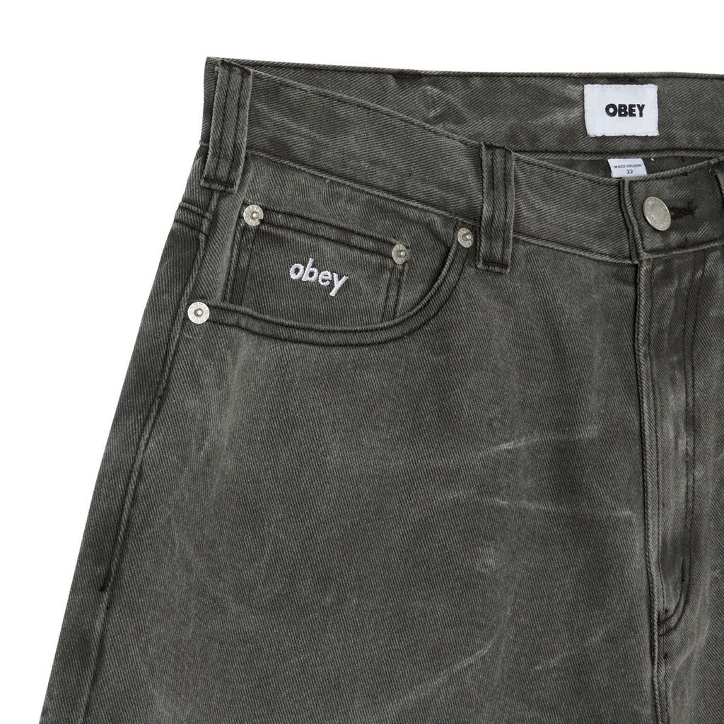 Obey Bigwig Baggy Denim Shorts - Black Wrinkle Wash