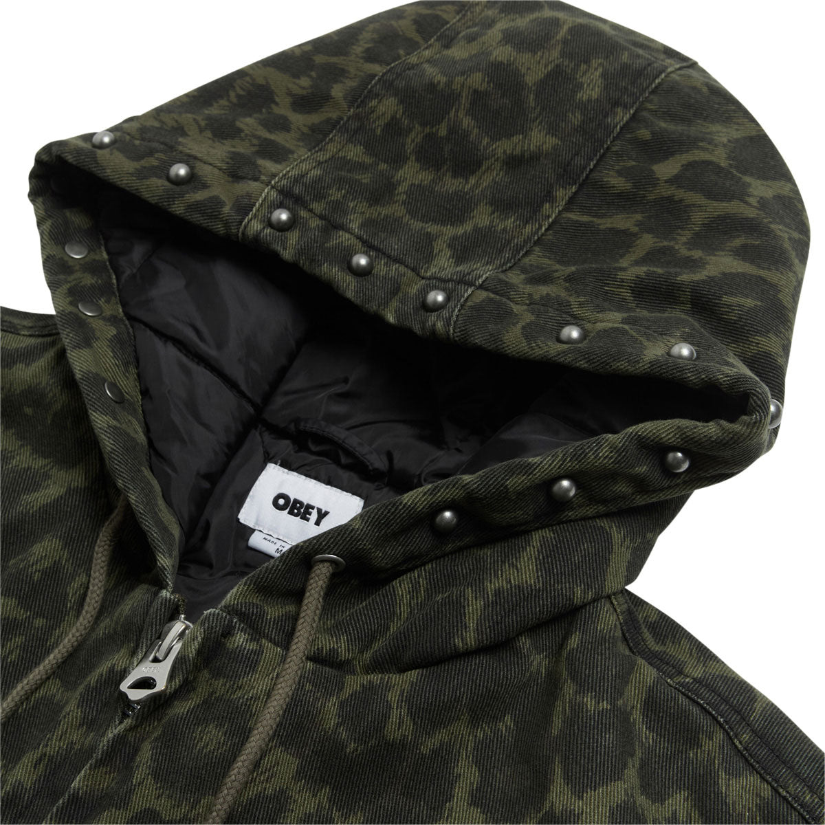 Obey Studded Zip Up Jacket - Dark Leopard