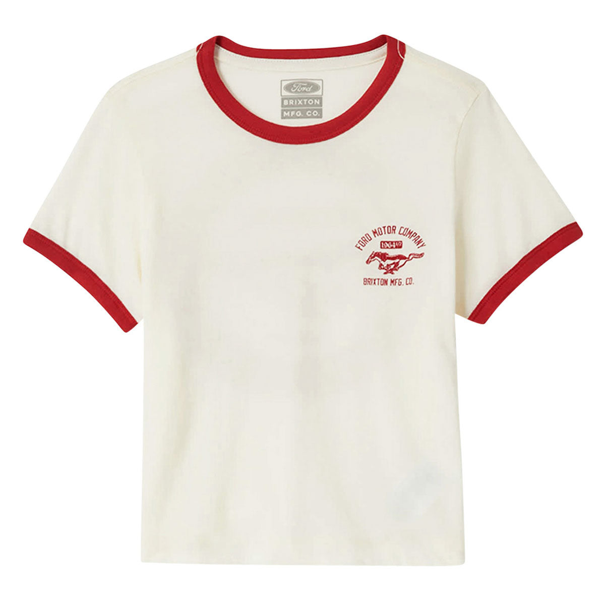 Brixton x Ford Womens Mustang Baby Ringer T-Shirt - Wimbledon White