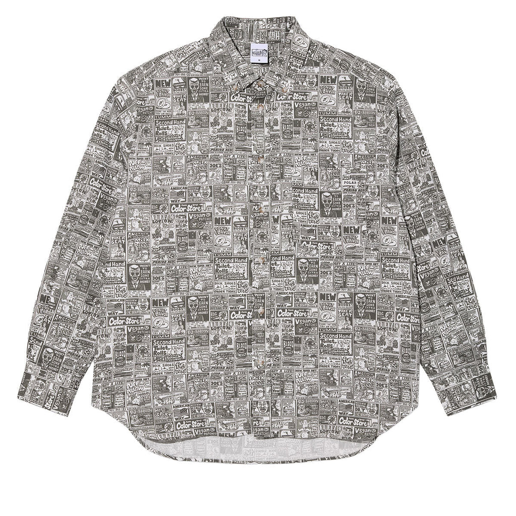 Polar Newspaper Ben Long Sleeve Shirt - Light Grey