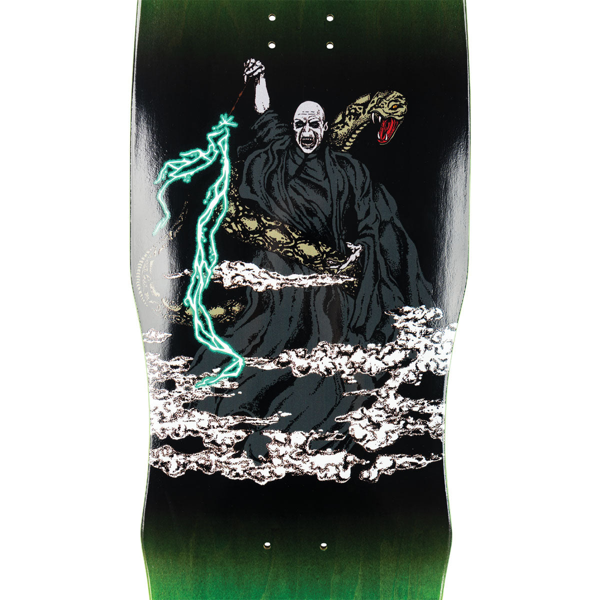 Welcome x Harry Potter Voldemort On A Dark Lord Skateboard Deck - Dark Green Stain - 9.75"