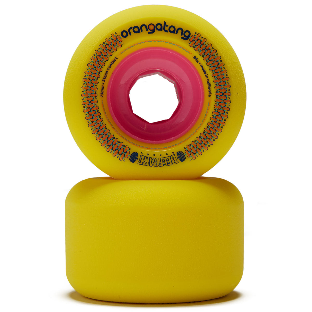 Orangatang Beefcake Freeride 86a Longboard Wheels - Yellow - 73mm