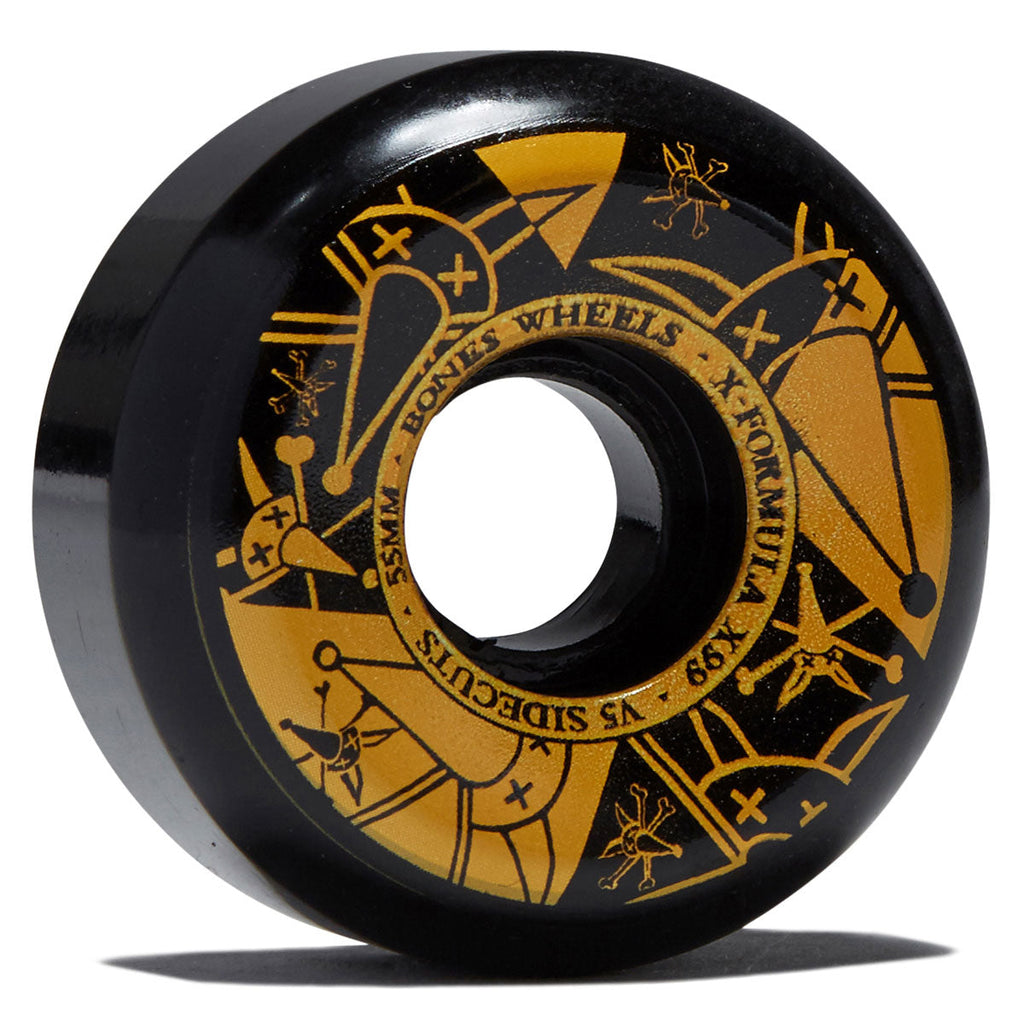 Bones X-Formula Vato Noir 99a V5 Sidecut Skateboard Wheels - Black - 55mm