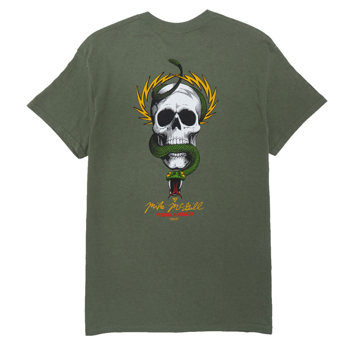 Powell-Peralta Mike McGill Skull And Snake T-Shirt - Military Green II