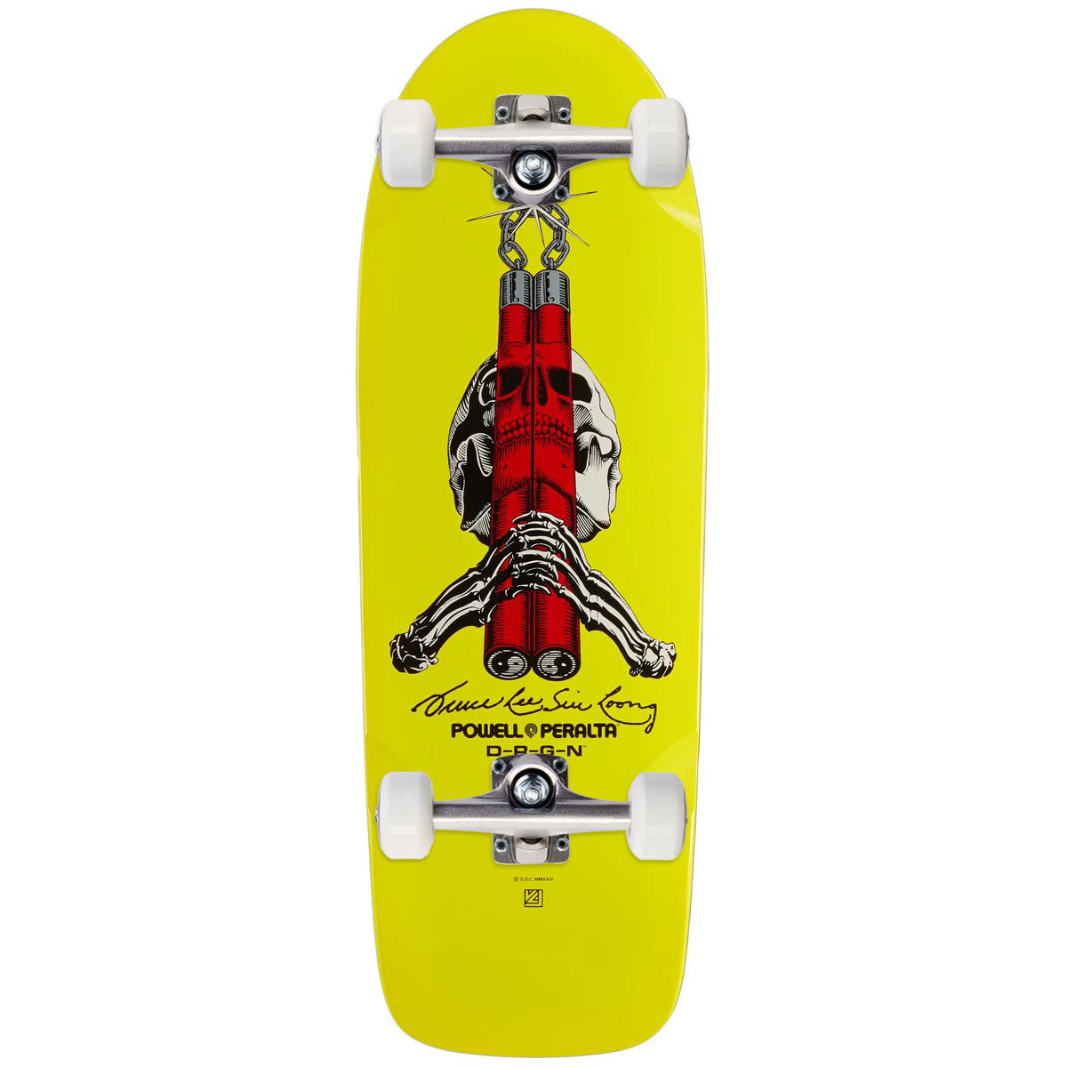 Powell-Peralta Bruce Lee Skull And Numchucks Skateboard Complete - Yellow - 10.00"