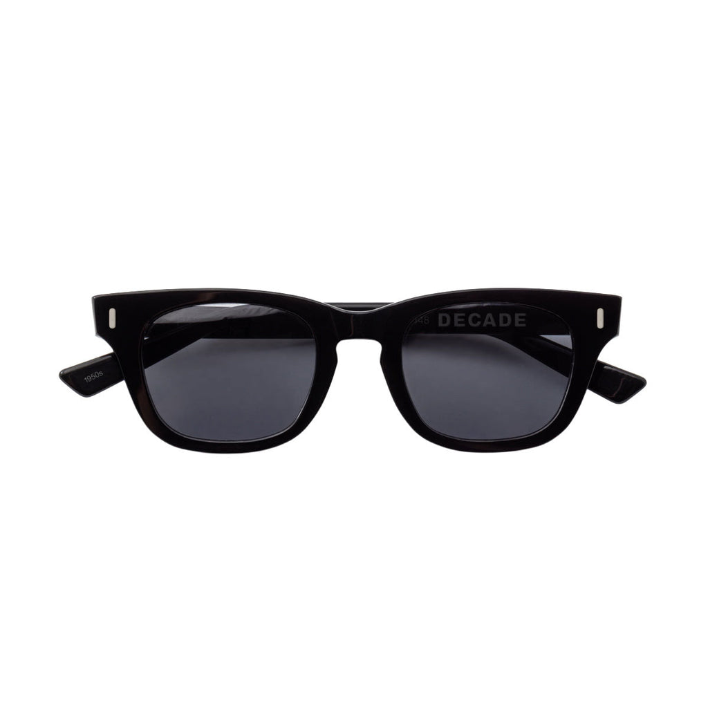 Decade Earl 50s Sunglasses - Gloss Black Acetate/Grey CR39