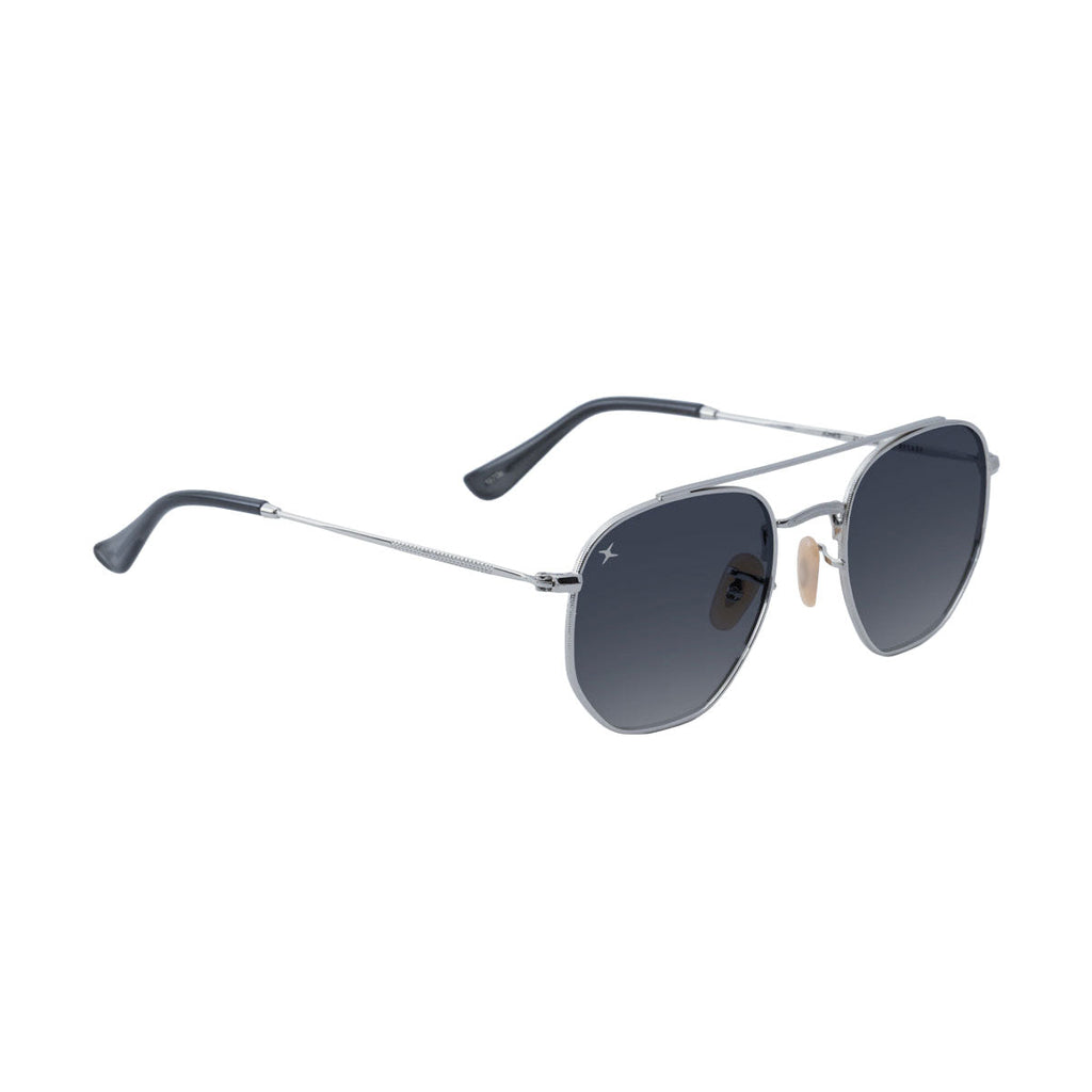 Decade Jones 70s Sunglasses - Shiny Silver Stainless Steel/Silver Revo CR39