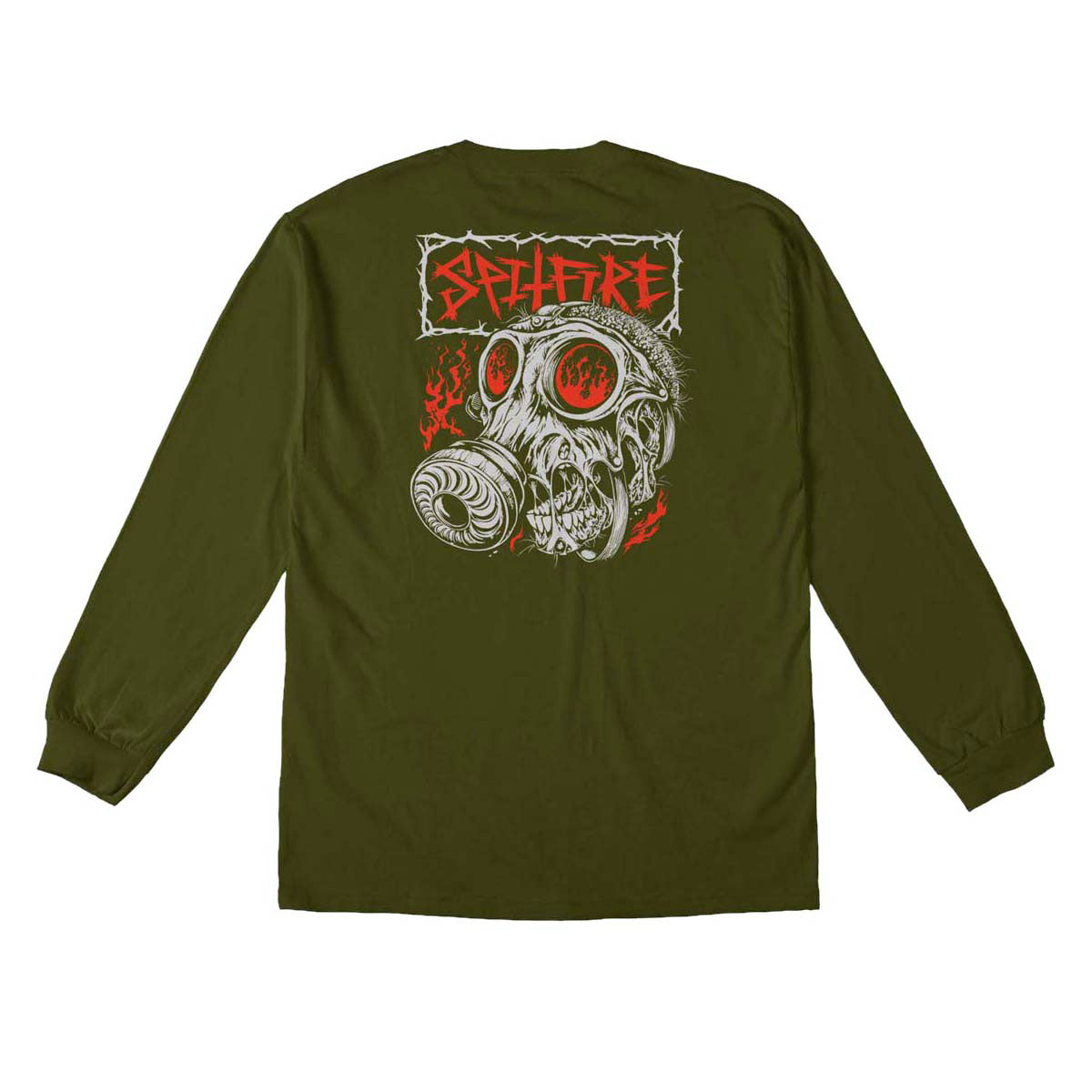 Spitfire Gas Mask Long Sleeve T-Shirt - Military Green/Multi Color Prints