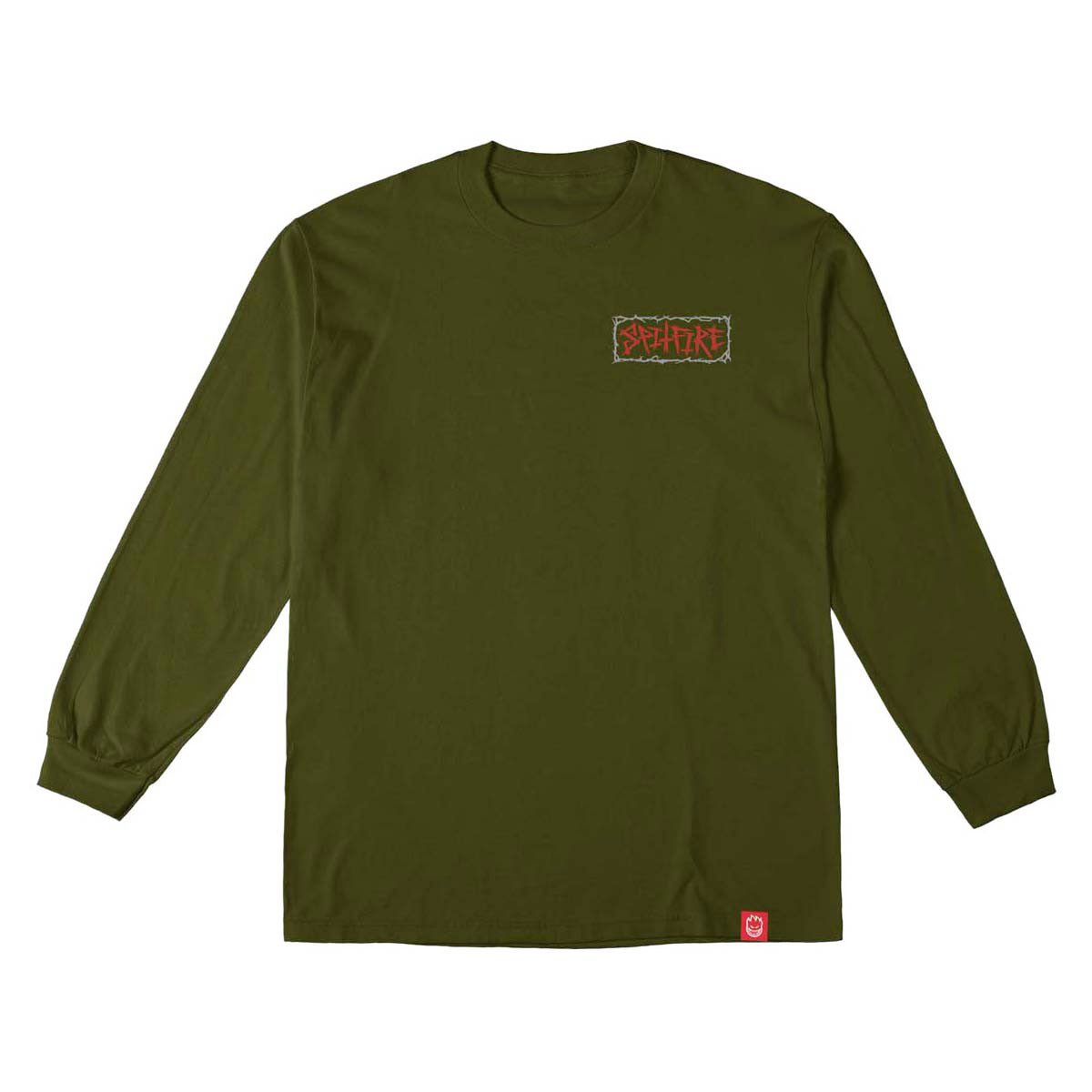 Spitfire Gas Mask Long Sleeve T-Shirt - Military Green/Multi Color Prints