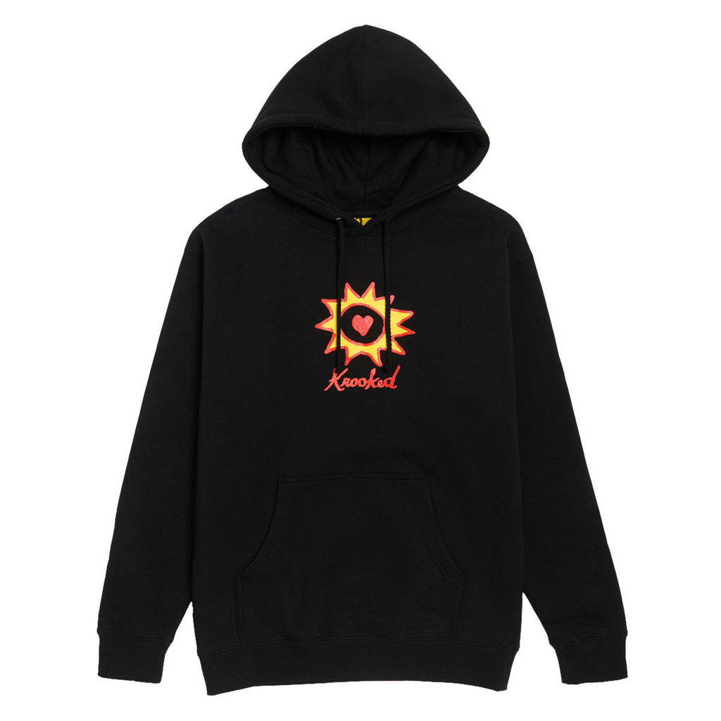 Krooked Sun Heart Hoodie - Black/Red/Yellow Print
