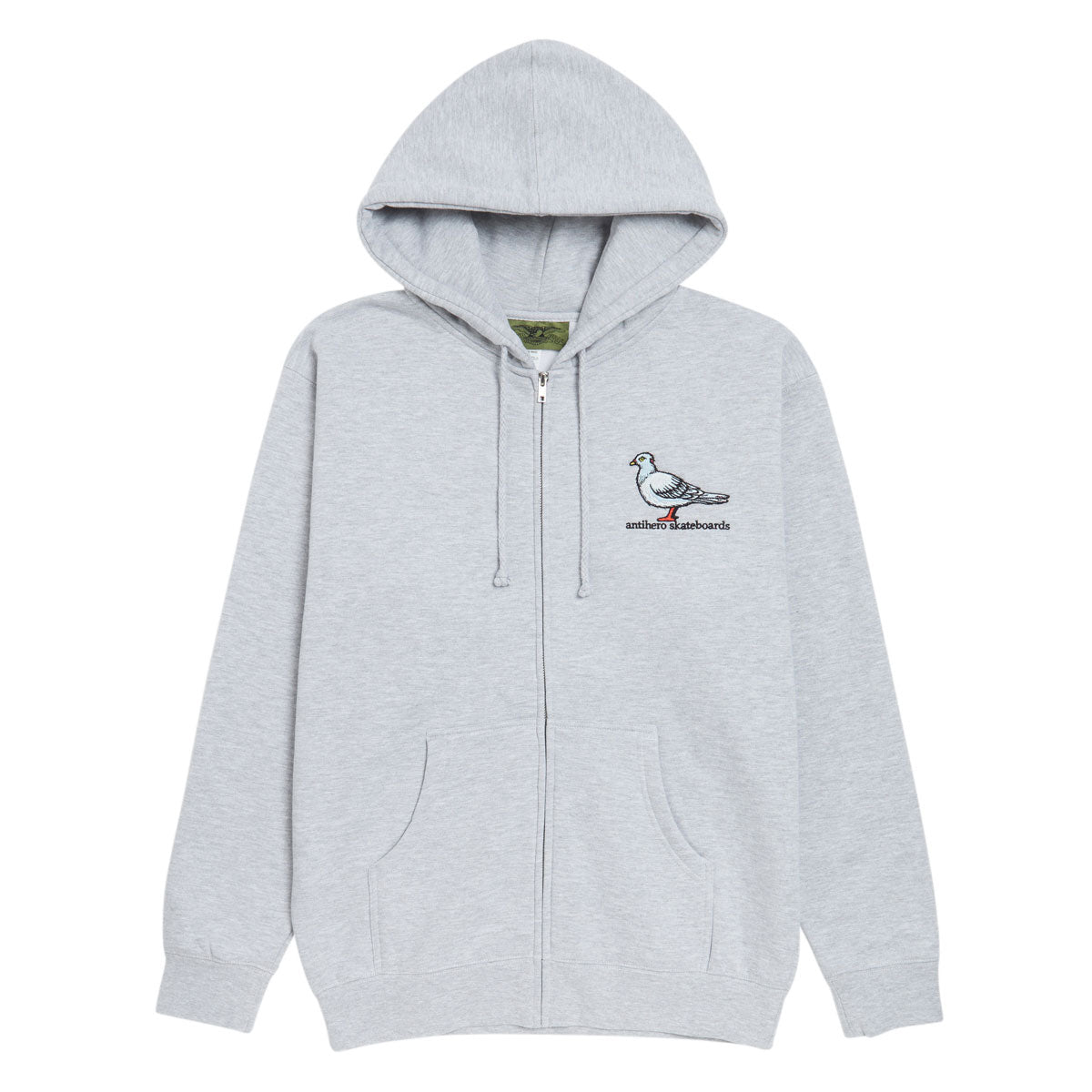 Anti-Hero Lil Pigeon Emb Zip Hoodie - Grey Heather/Multi Color Embroidery