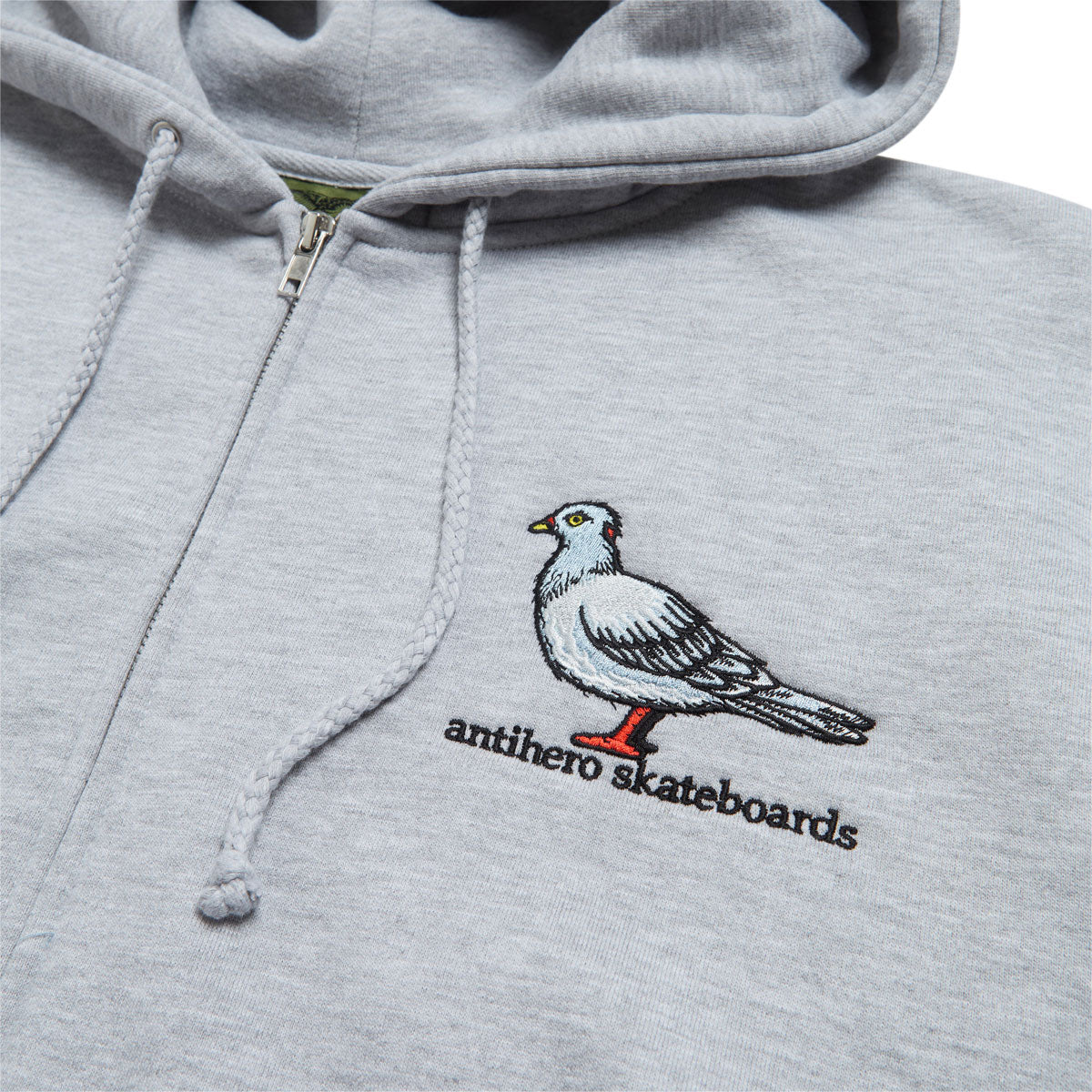 Anti-Hero Lil Pigeon Emb Zip Hoodie - Grey Heather/Multi Color Embroidery