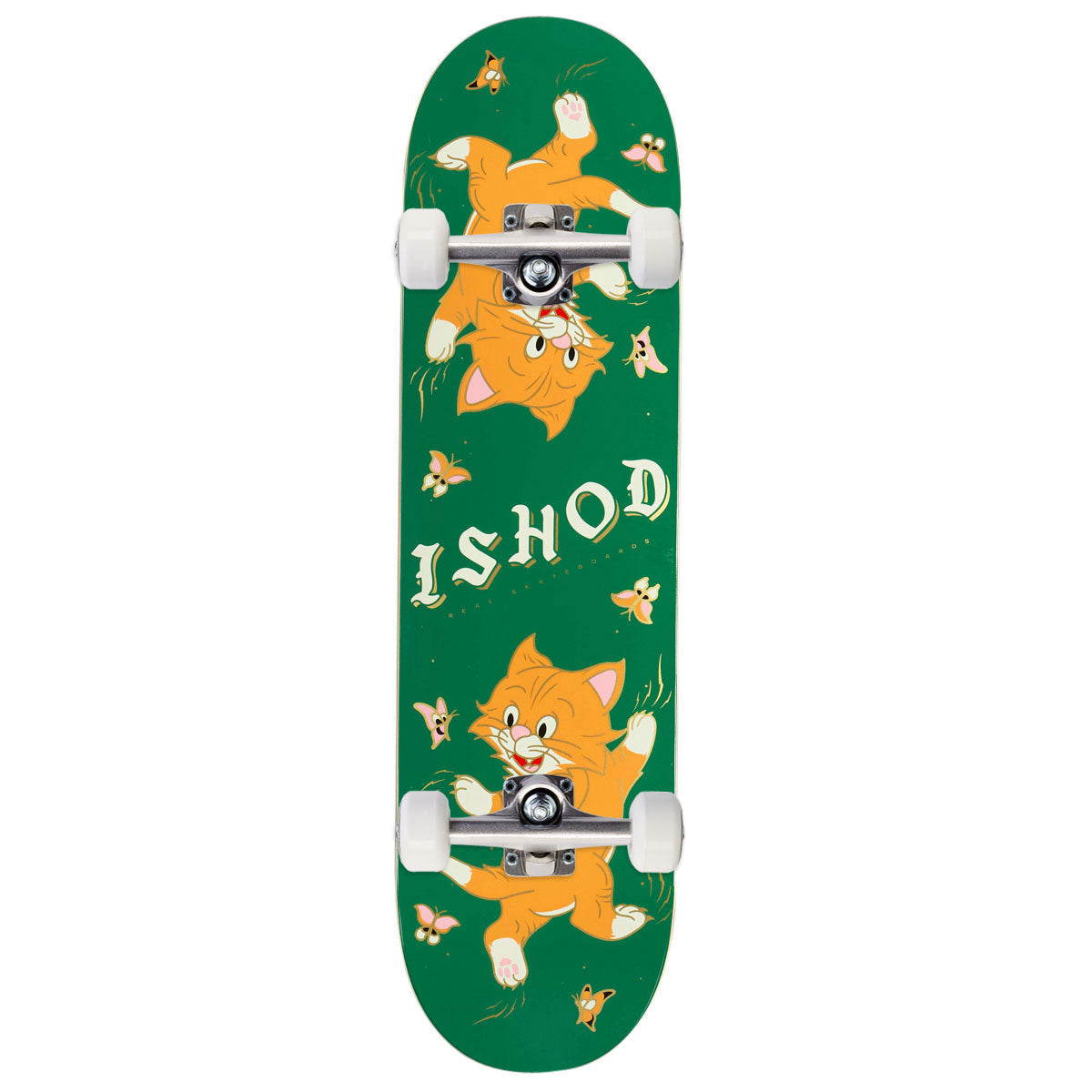 Real Ishod Kitten Scratch Twin Tail Slick Skateboard Complete - Green - 8.30"