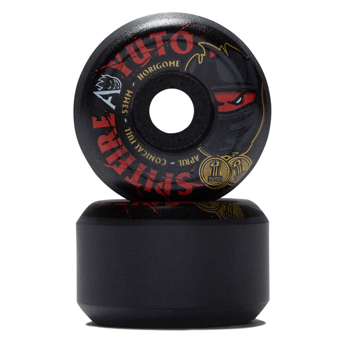 Spitfire x April F4 99d Yuto Conical Full Skateboard Wheels - Black - 53mm