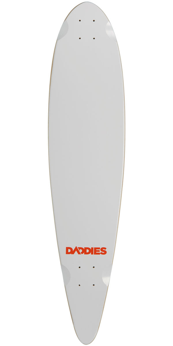 Daddies Logo Pintail Longboard Deck - White