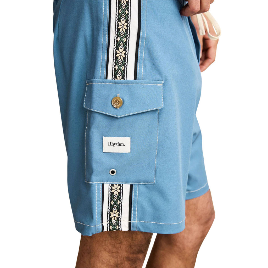 Rhythm Panel Stripe Boardshorts - Mineral Blue