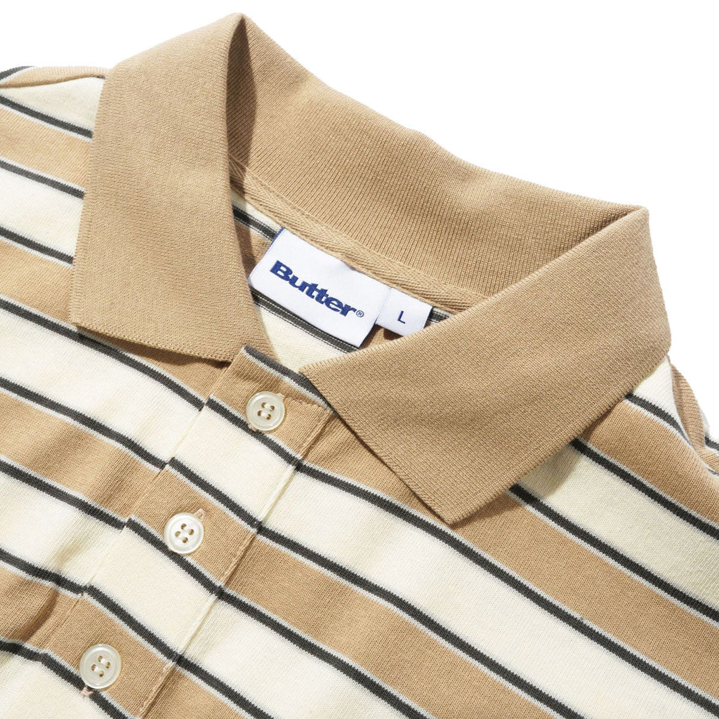 Butter Goods Witness Stripe Polo Shirt - Tan/Ivory
