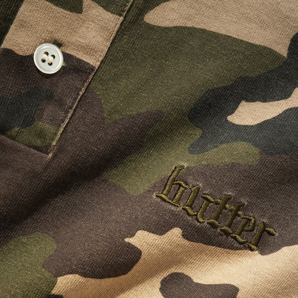 Butter Goods Camo Polo Shirt - Woodland