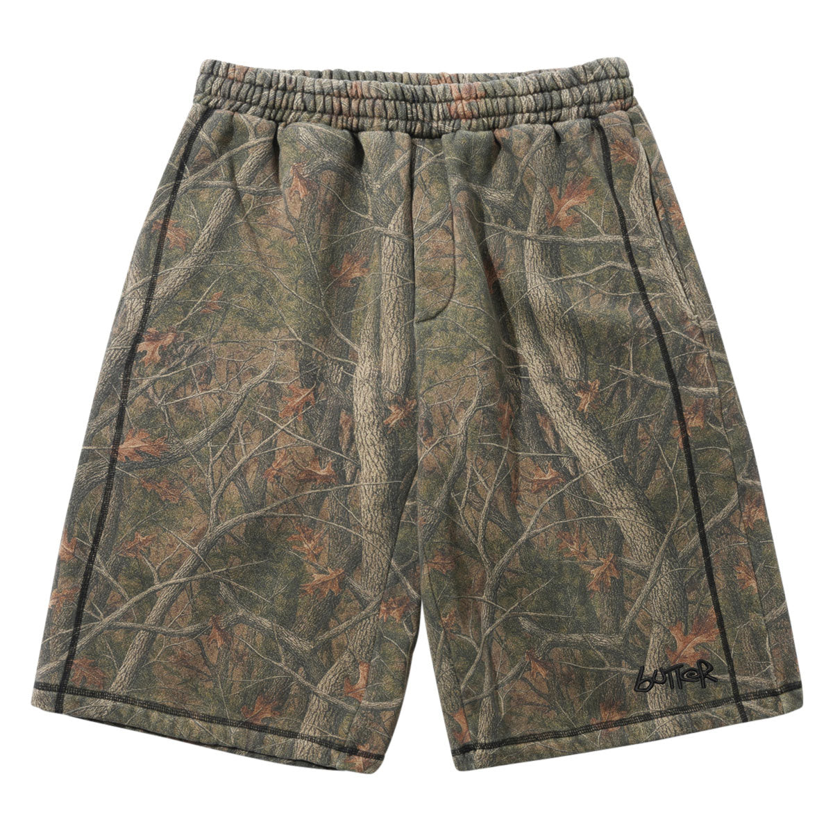 Butter Goods Overlock Stitch Fleece Shorts - Forest Camo