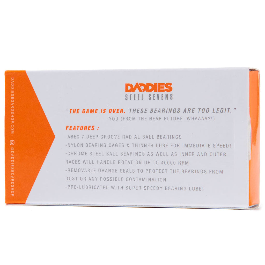 Daddies Steel Built In Skateboard Bearings - Orange
