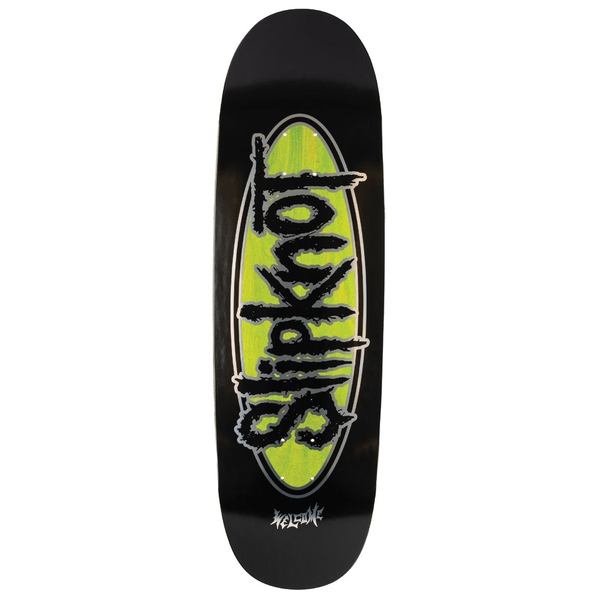 Welcome x Slipknot Oval Logo On Boline 2.0 Skateboard Deck - Black/Green Stain - 9.50"