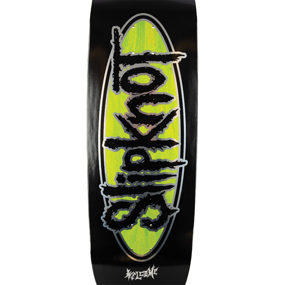 Welcome x Slipknot Oval Logo On Boline 2.0 Skateboard Deck - Black/Green Stain - 9.50"