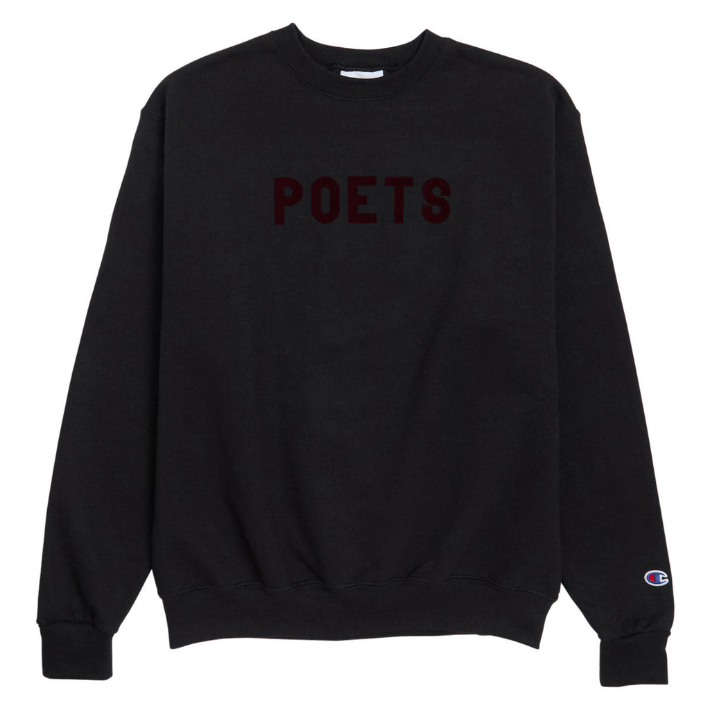 Poets OG Poets Flocked Crew Sweatshirt - Black/Burgundy Flocking
