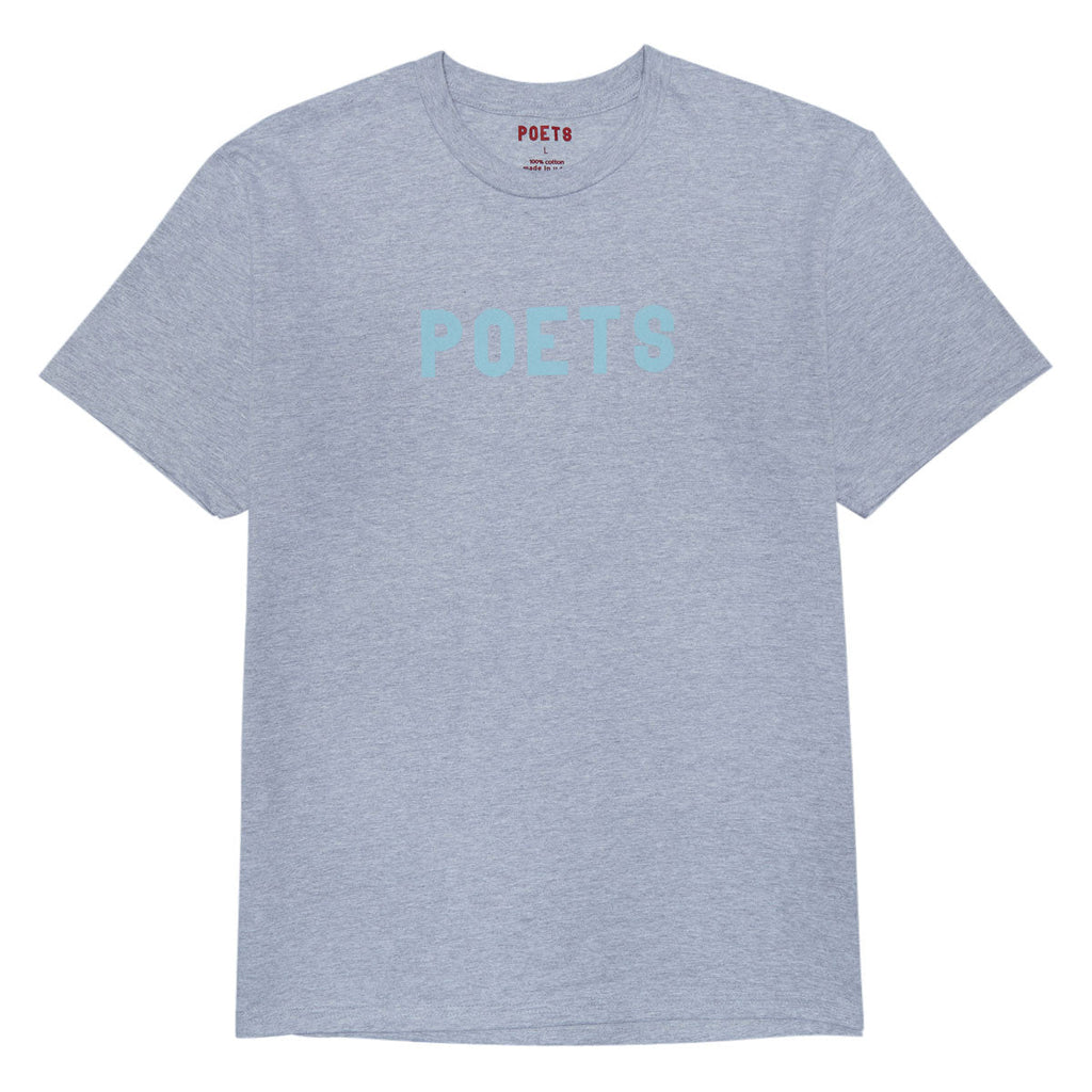 Poets OG Flocked T-Shirt - Heather Grey/Blue Flocking