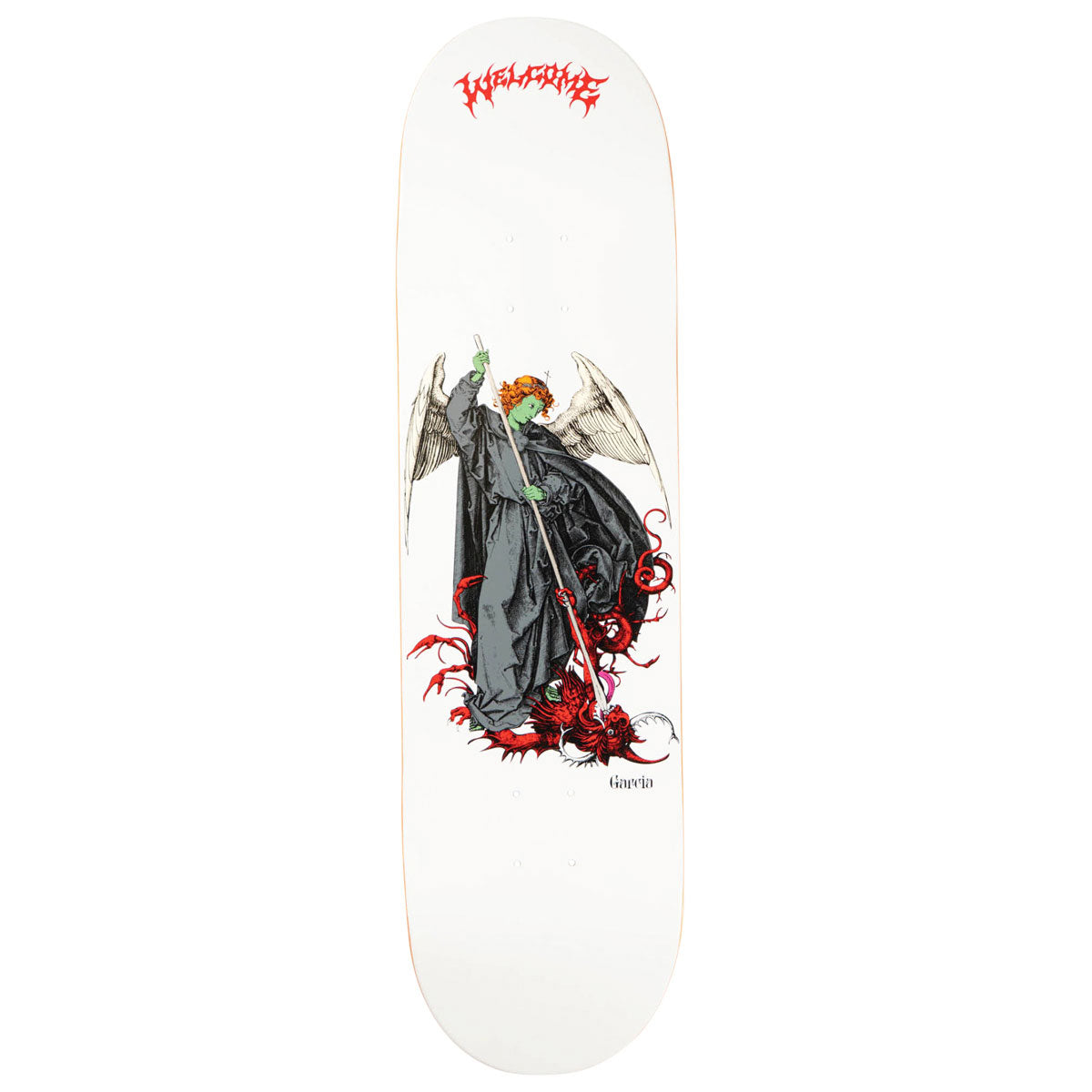 Welcome Spear Nick Garcia Skateboard Deck - White/Red - 8.50"