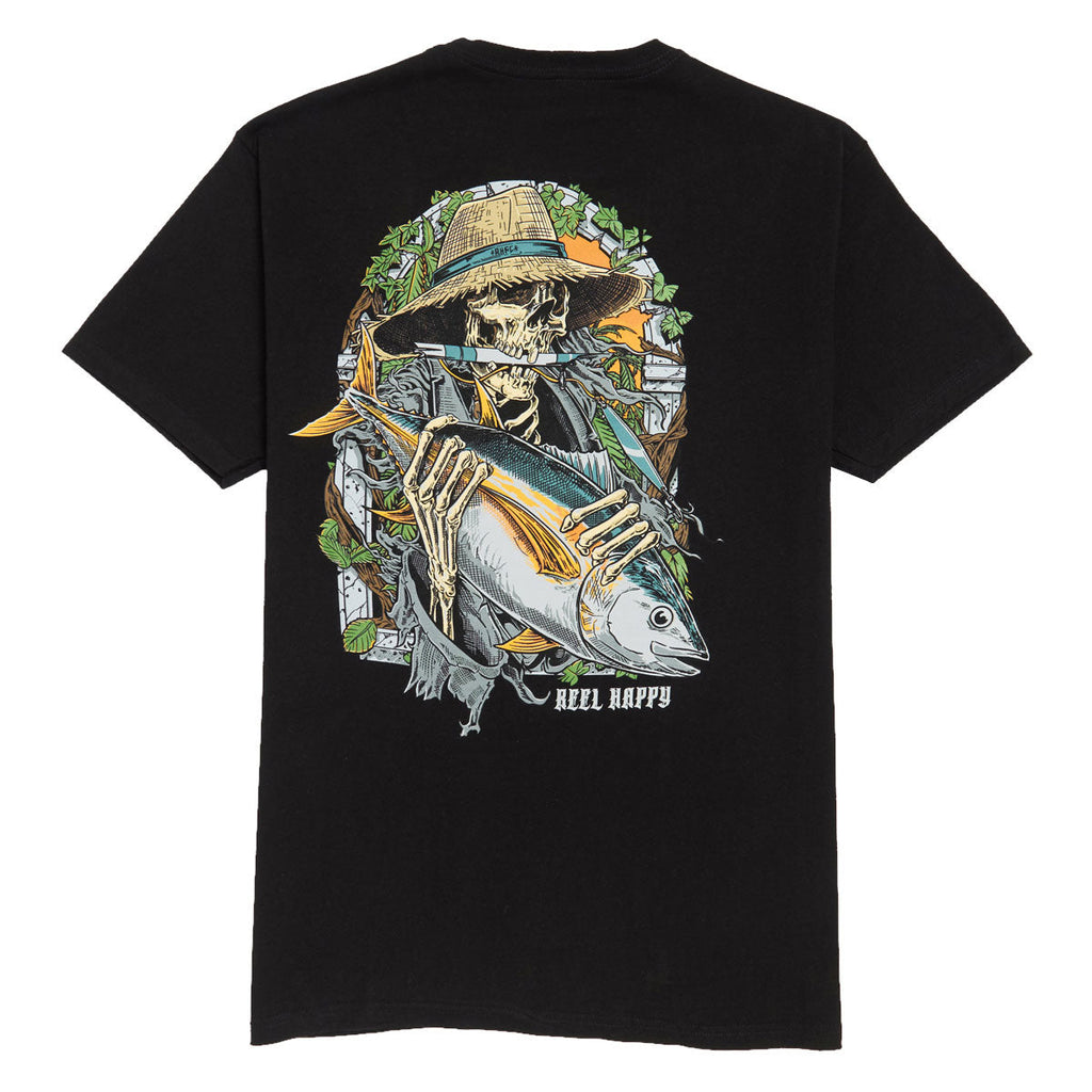 Reel Happy Fish & Bones T-Shirt - Black