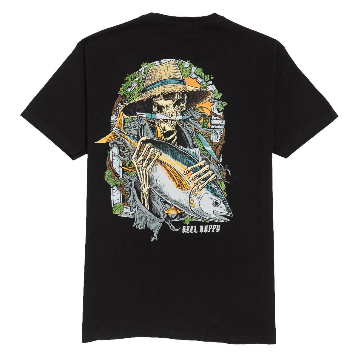 Reel Happy Fish & Bones T-Shirt - Black