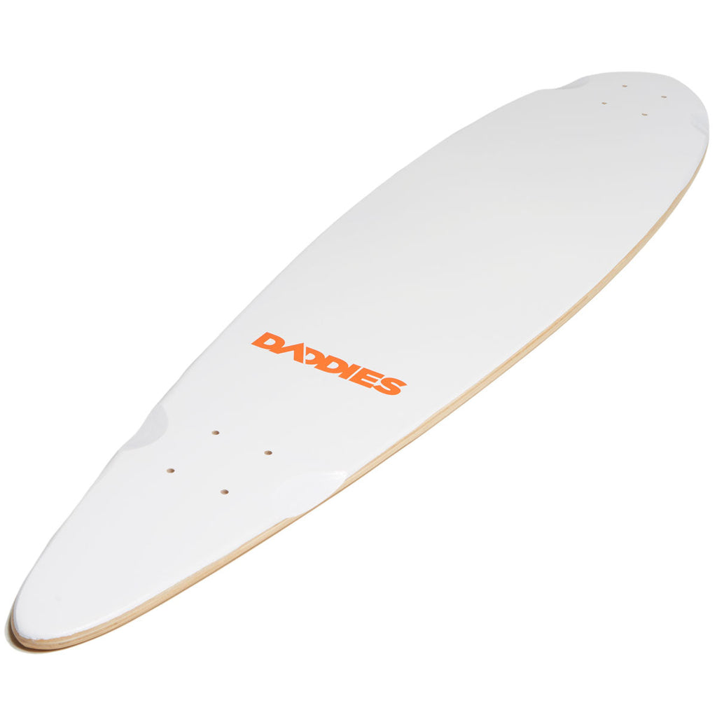 Daddies Logo Pintail Longboard Deck - White